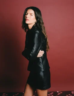 Rouje Jupe TILLY CuirNoir Flash Sale